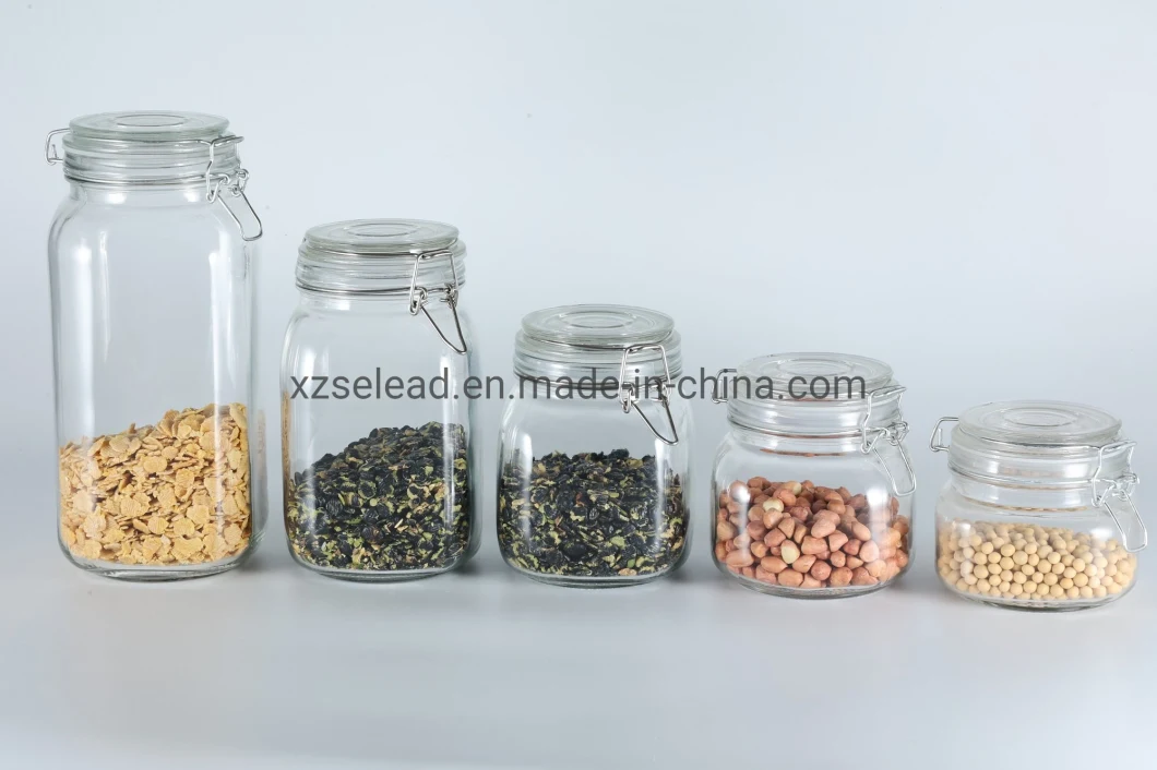 Square Glass Kitchen Canisters with Stainless Steel Lids