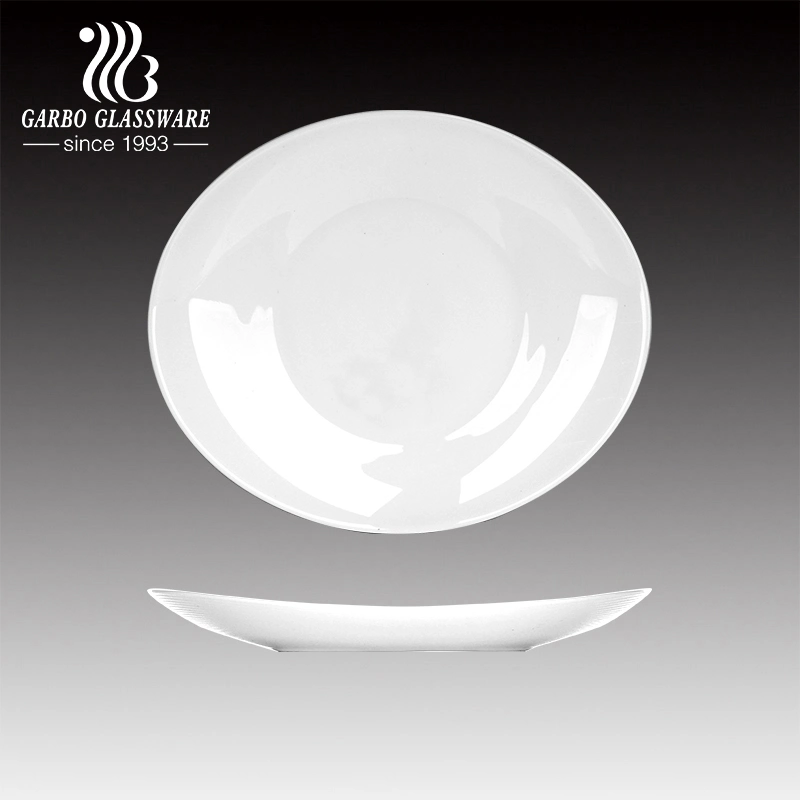 High Quality White Opal Glass Plate Simple Design Opal Glassware Famliy Dinnerware Stock Opal Glass Plate