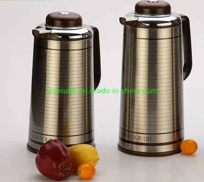 Super hochwertige 1,0 l/1,3 l/1,6 l/1,9 l Thermo-Tee-/Kaffeekanne aus Metall/Stahl/Eisen-Isolierkanne mit rosafarbener Glasnachfüllung