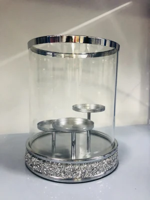 ODM Kristalldiamant-Kerzenhalter aus Glas und Metall mit 3 Säulen-Sets für Hochzeitsanträge, Partys, Feiertage und Zimmer-/Badezimmer-/Schlafzimmer-/Heimdekoration