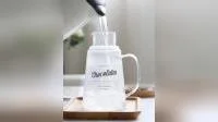 Handgefertigter Wasserkrug aus Pyrex-Glas mit Tassendeckel
