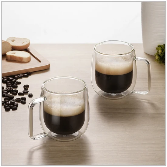 Doppelwandige Kaffeetassen aus Glas, 200 ml, hitzebeständig, klare Borosilikat-Espresso-Teetassen, perfekt für Latte Americano, Cappuccino, Espresso, Teebeutel-Isolierung