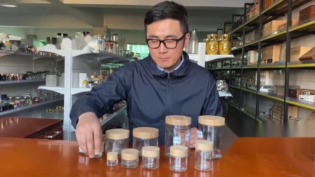 Umweltfreundlicher 220 ml, 300 ml, 420 ml, 660 ml, 730 ml transparenter Vorratsbehälter aus Glas mit gerader Seite und Bambusdeckeln für Honiggewürze