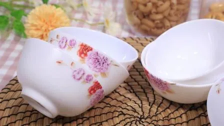 8 Zoll neues Design OEM Custom Fancy Flower Aufkleber Abendessen Opalglas Reisschüssel für Restaurants