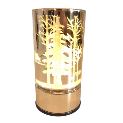 Weihnachtlich goldener Kerzenhalter aus Metall und Glas mit LED-Licht für die Heimdekoration