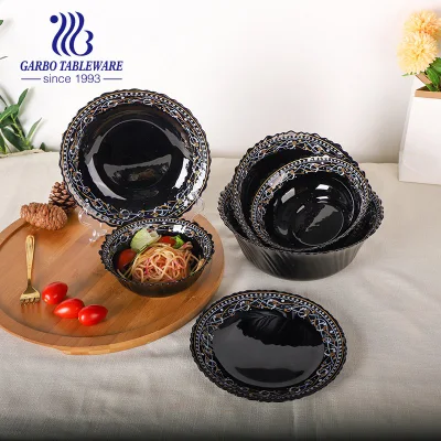 Fashion Tableware 6 Zoll schwarze Glaswaren Opalglas Salatschüssel Geschirr Set Schüssel