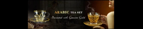 Teetasse aus Glas mit goldenem Rand